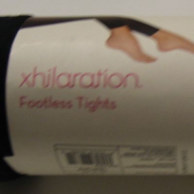 XHILARATION - 1X/2X - NEW - NYLON & SPANDEX - EBONY BLACK FOOTLESS TIGHTS